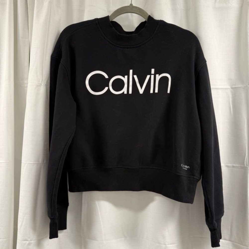 Calvin Klein Black Crew Neck Cropped Sweater Size XL